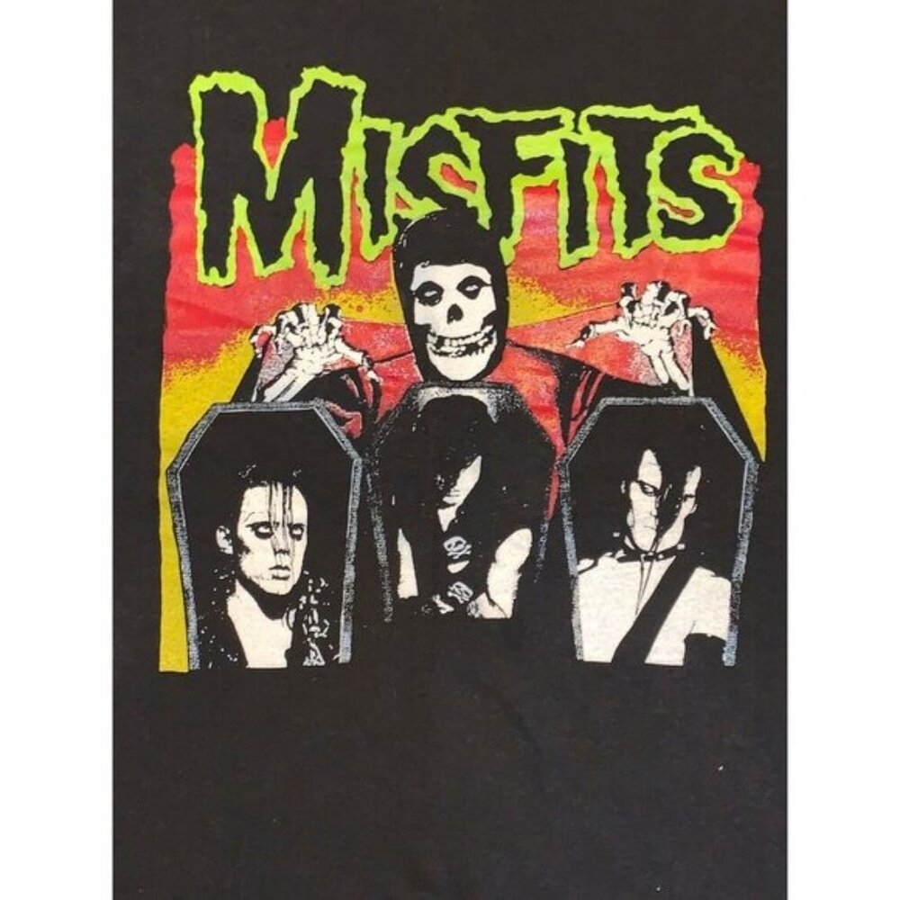 VINTAGE 1980s THE MISFITS EVILIVE CRIMSON GHOST BLACK TSHIRT Large SINGLE STITCH - Picture 2 of 8